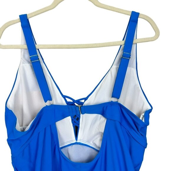 Island Rays Women's Ocean Blue Criss Cross One Piece Swimsuit Bathing Size 3X - Picture 7 of 11